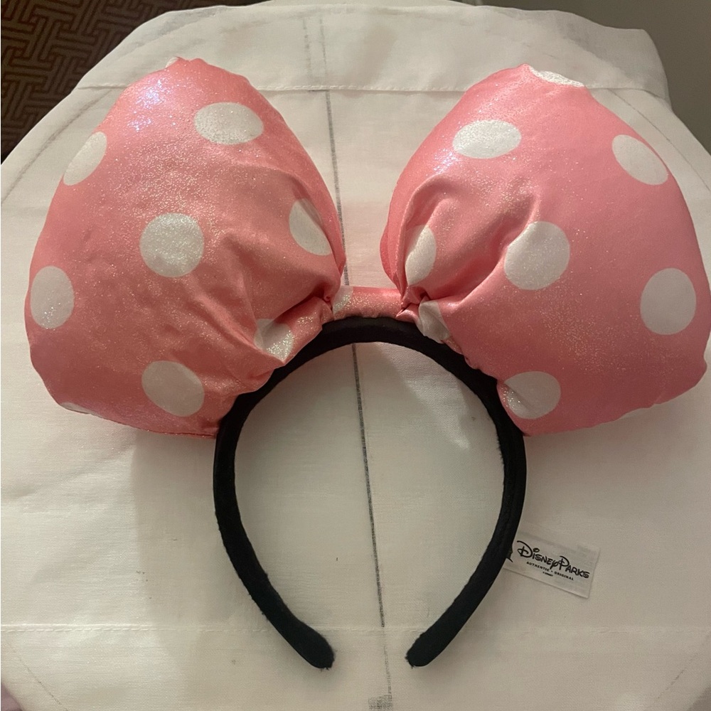 Disney Pink and White Polka Dot Bow Headband